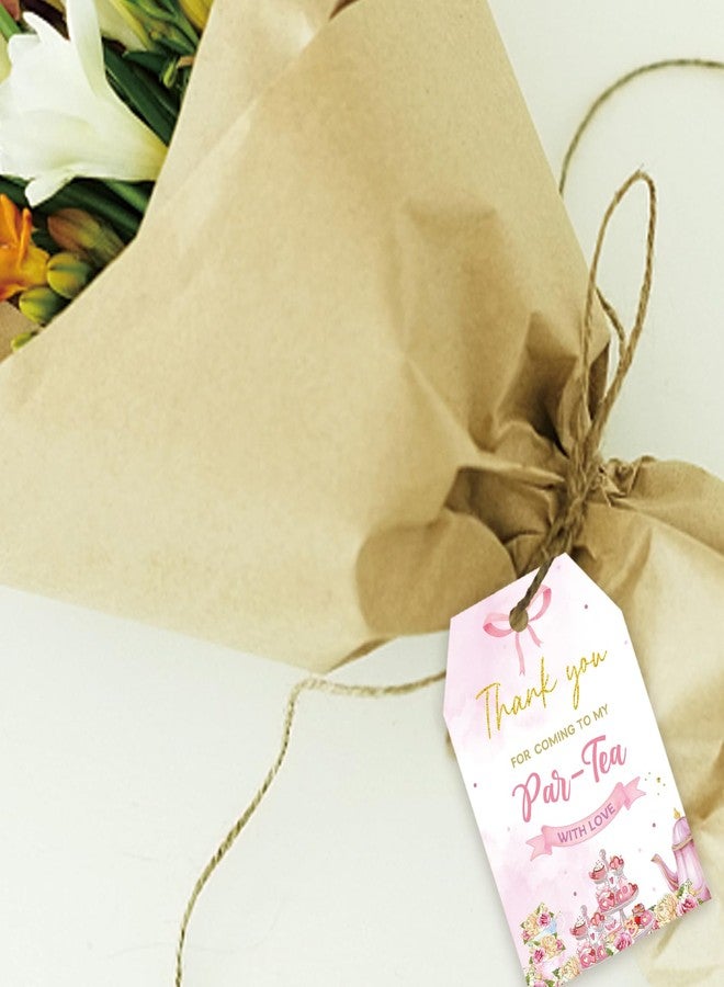 FORSHEEP 50pcs Par-Tea Thank You Tags, Tea-Party Favors Gift Tag with String for Girl Birthday, Afternoon Tea Thank You Paper Tags for Bridal Shower/Tea Themed Party Favors - Image 5